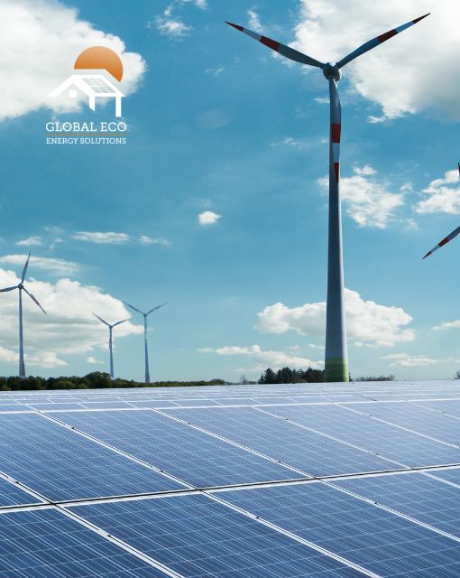 Solar panels and wind power mills
